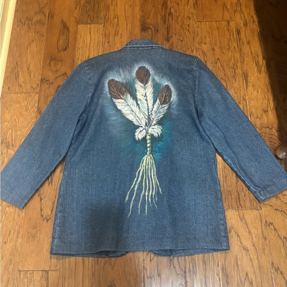 Vintage Lori of California Western Denim Blazer – Hand Painted embleshed - Picture 8 of 12